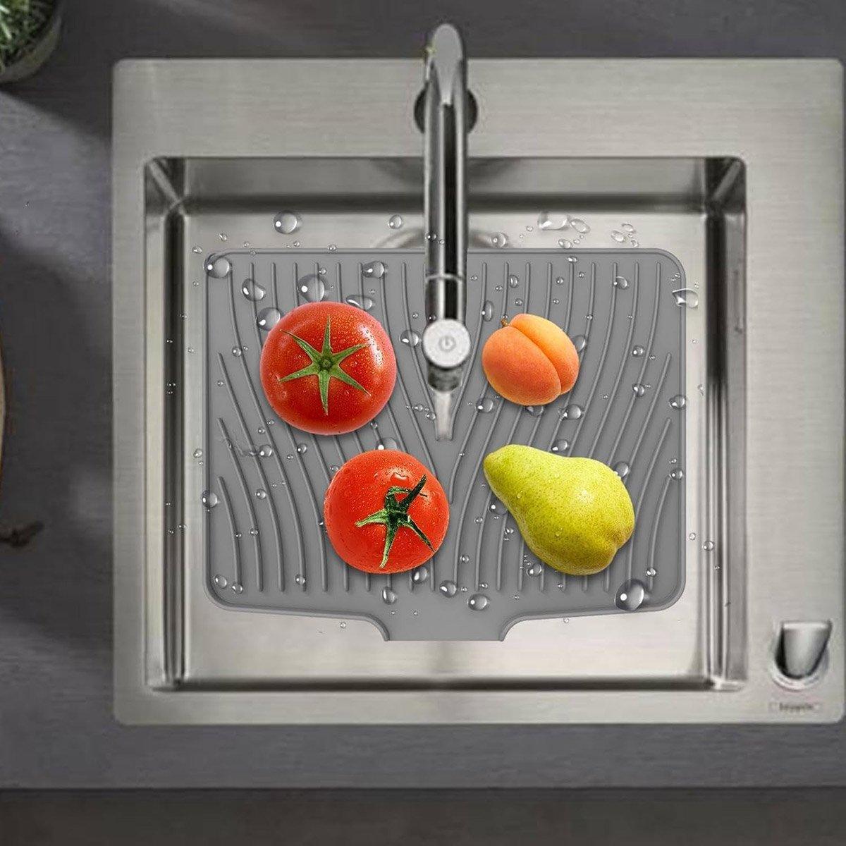 Silicone Dish Drying Mat Heat Resistant Draining Slope Pad for Kitchen Counter - Green - SuperSaverAU - view 4