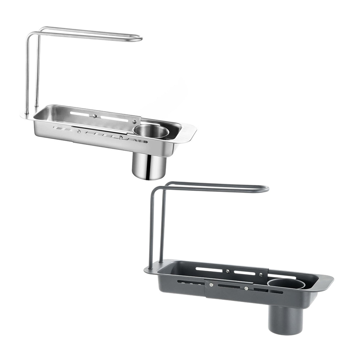 Retractable Kitchen Sink Drain Rack, 37-43 cm, Silver, with Filter Cup - SuperSaverAU - view 2
