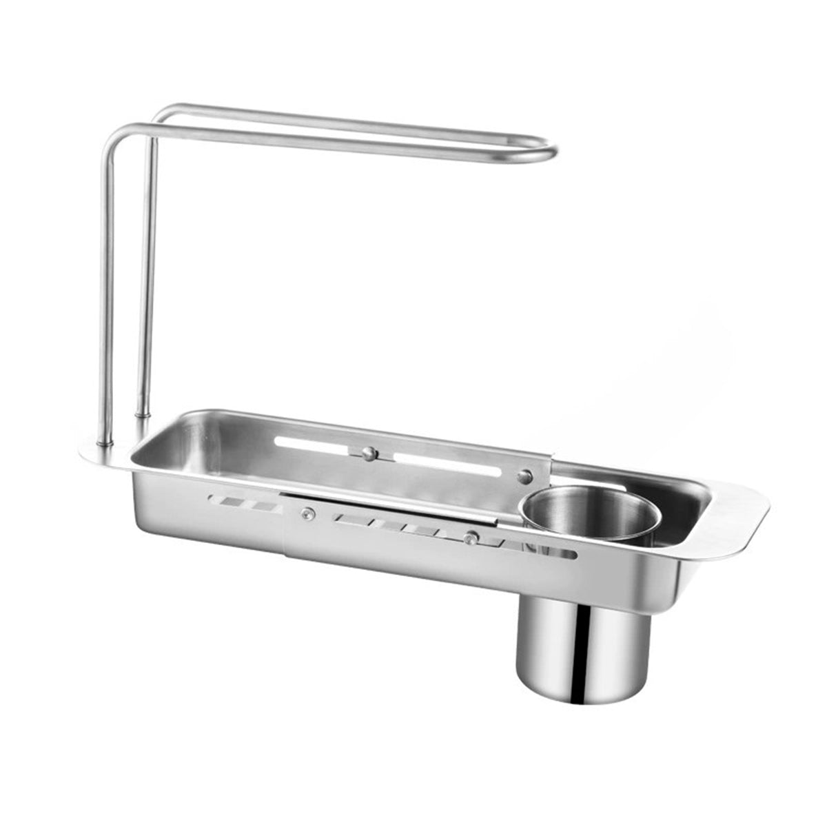 Retractable Kitchen Sink Drain Rack, 37-43 cm, Silver, with Filter Cup - SuperSaverAU - view 4