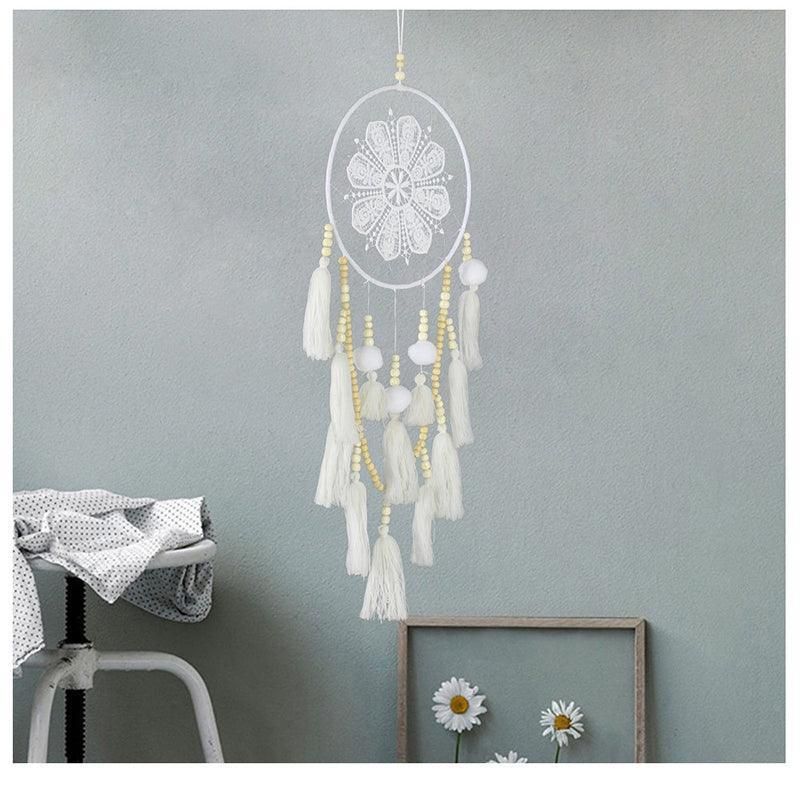 Premium Handmade Macrame Dream Catcher Wall Hanging – White 65cm