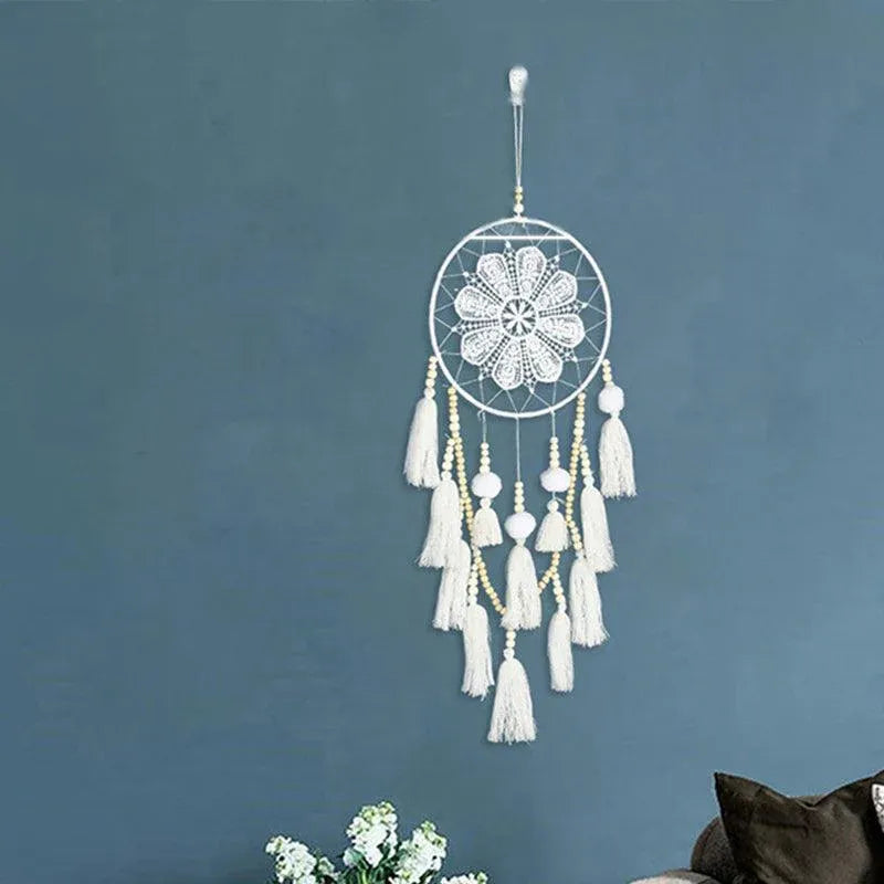 Premium Handmade Macrame Dream Catcher Wall Hanging – White 65cm