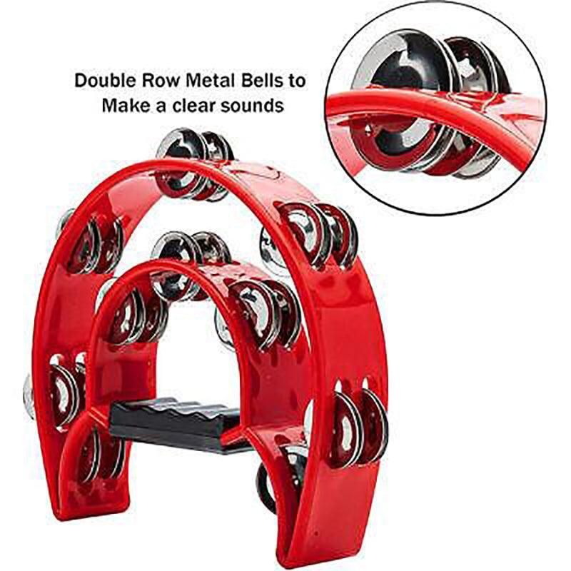 Premium Green Double Half Moon Tambourine Percussion Instrument