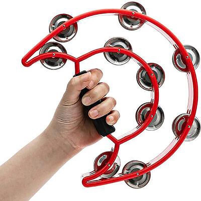 Premium Green Double Half Moon Tambourine Percussion Instrument