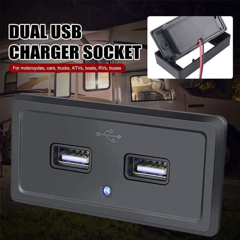 Premium Dual USB Car Charger Socket Panel 12V 24V 5V 3.1A