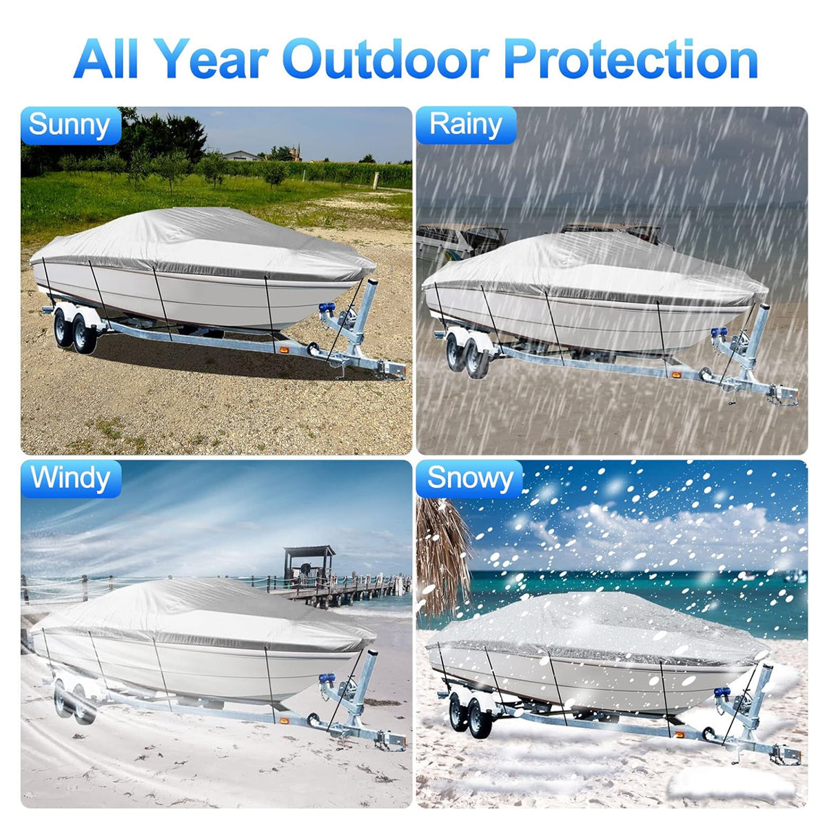 Outdoor V Yacht Dust Cover Waterproof Sun Protection Boat Hull Cover Rain Shield - SuperSaverAU - view 3
