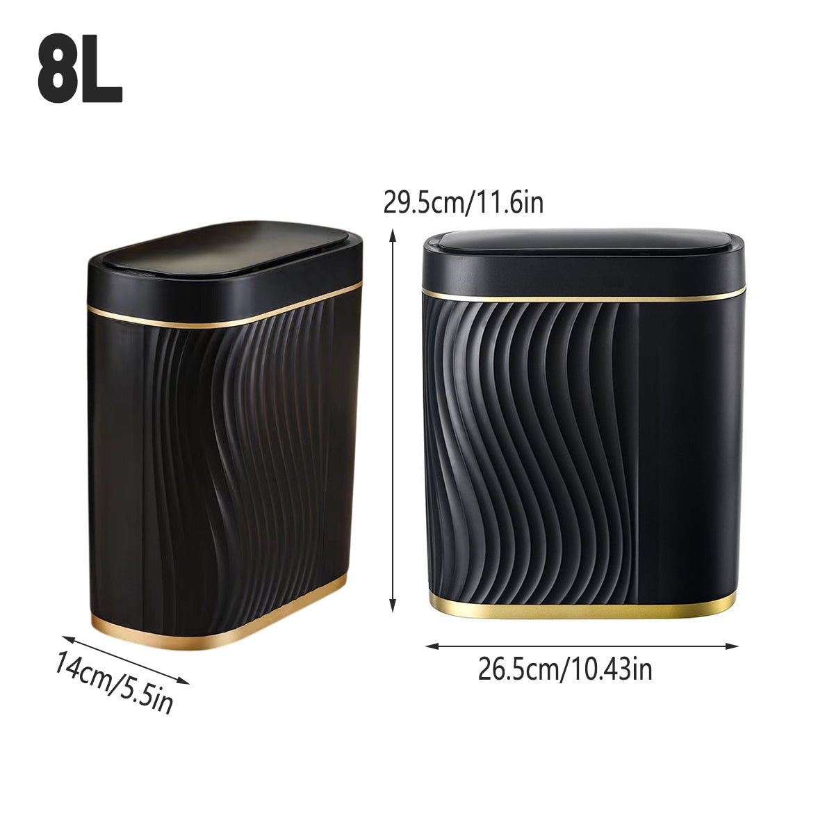 Premium 8L Smart Sensor Trash Can – Black