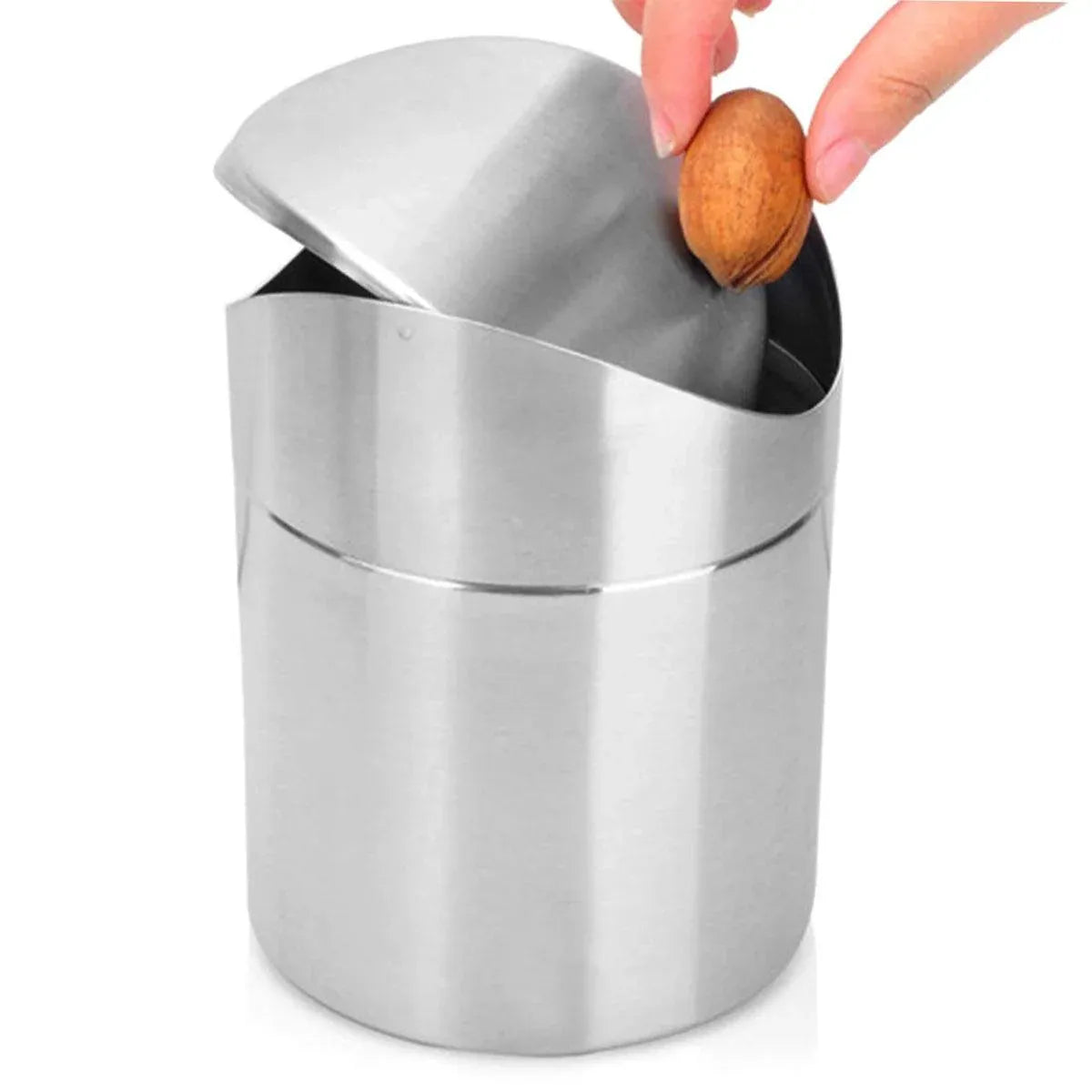 Premium Stainless Steel Mini Desktop Wastebasket – Silver