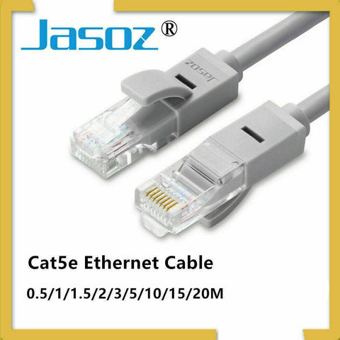 Jasoz Cat5E Ethernet Network Cable for LAN Connections - Grey, 20m