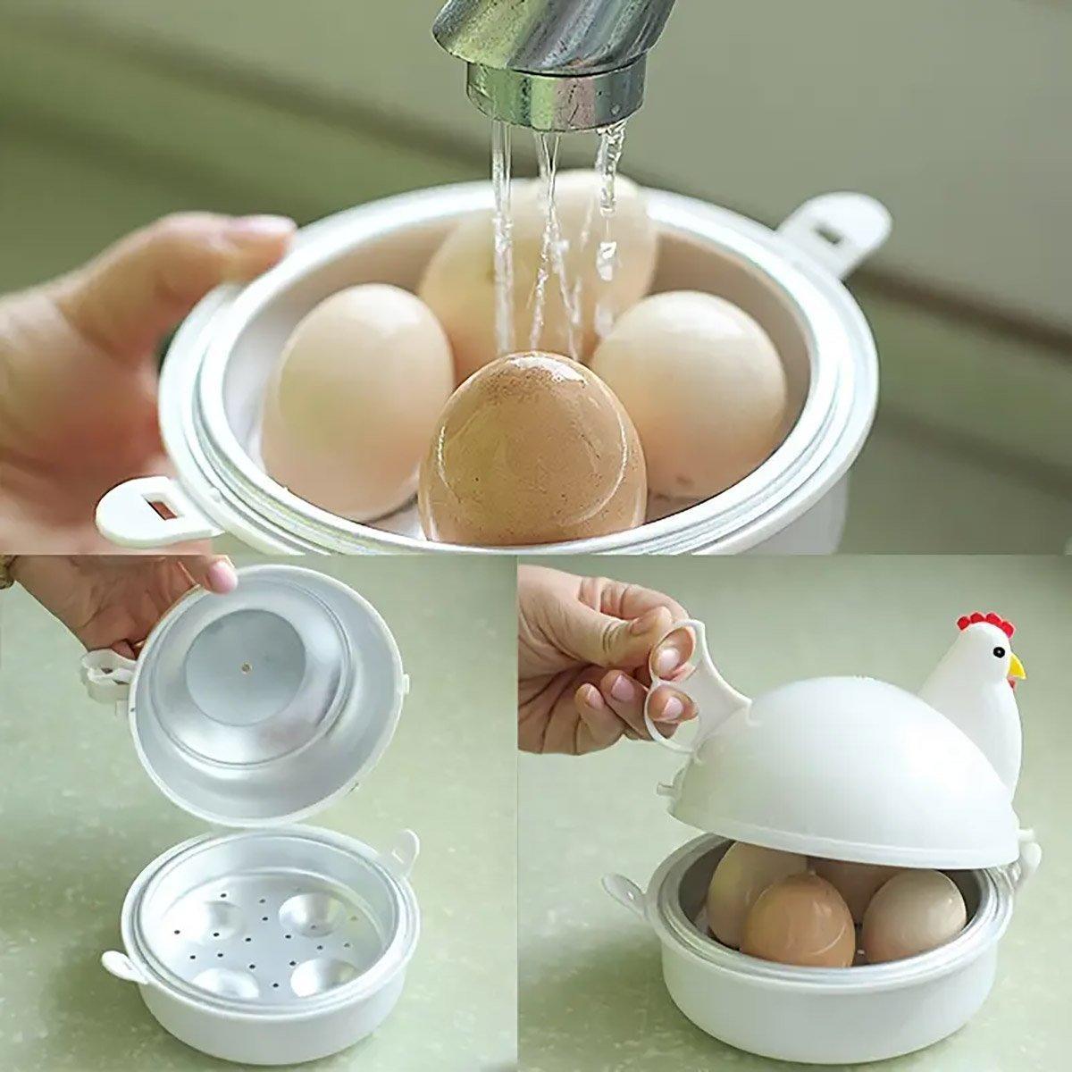 Premium Microwave 4 Egg Steamer Cooker with Chicken Design