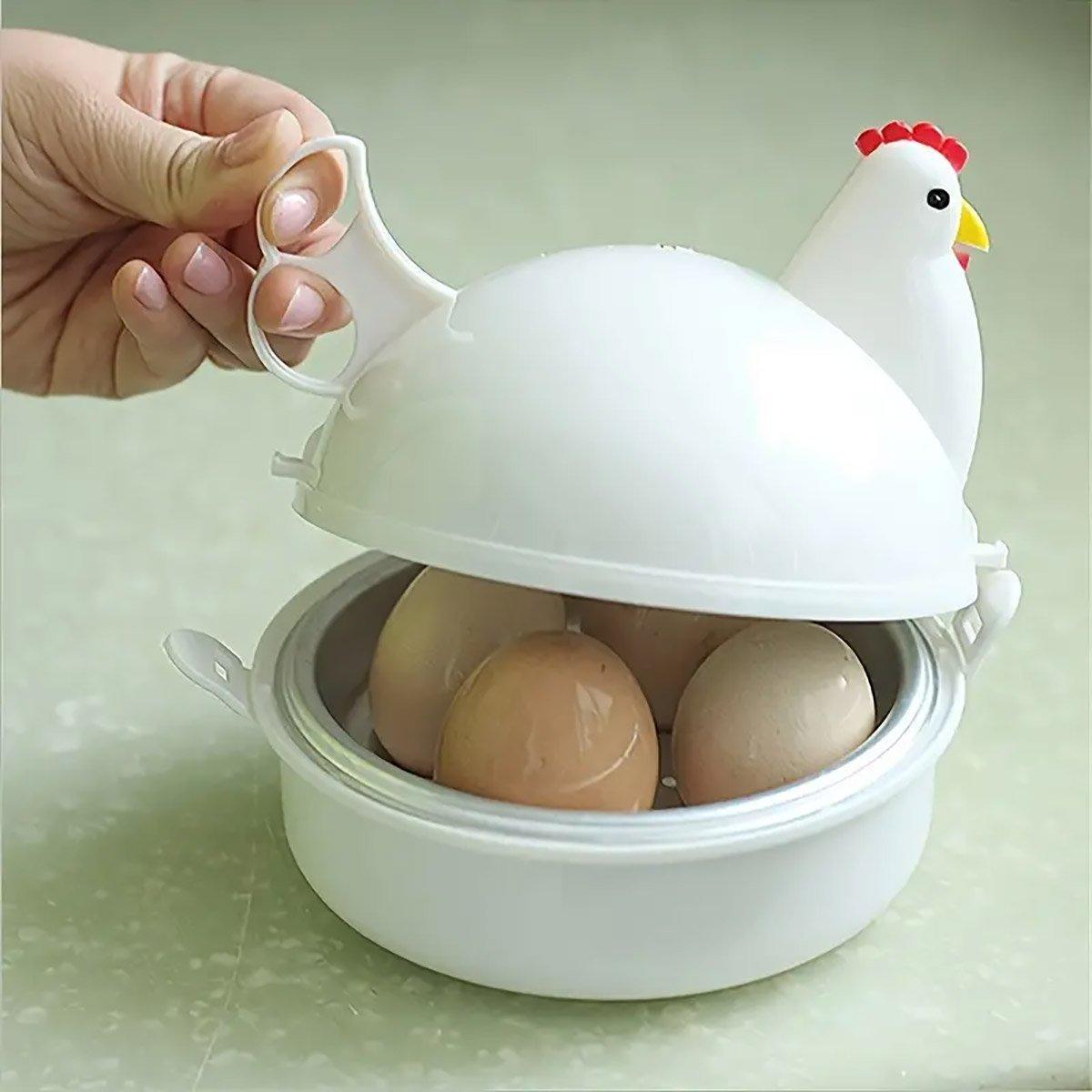 Premium Microwave 4 Egg Steamer Cooker with Chicken Design