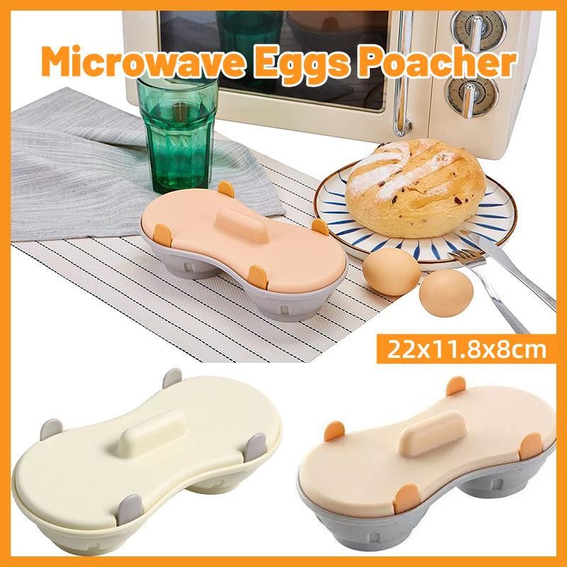 Premium White Microwave Egg Steamer Cooker with Lid Double Cup Tray