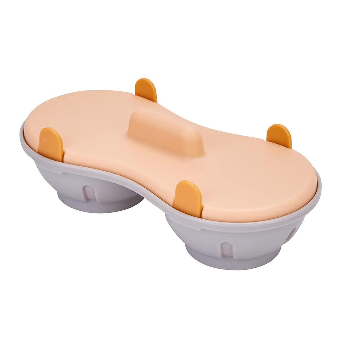 Premium White Microwave Egg Steamer Cooker with Lid Double Cup Tray