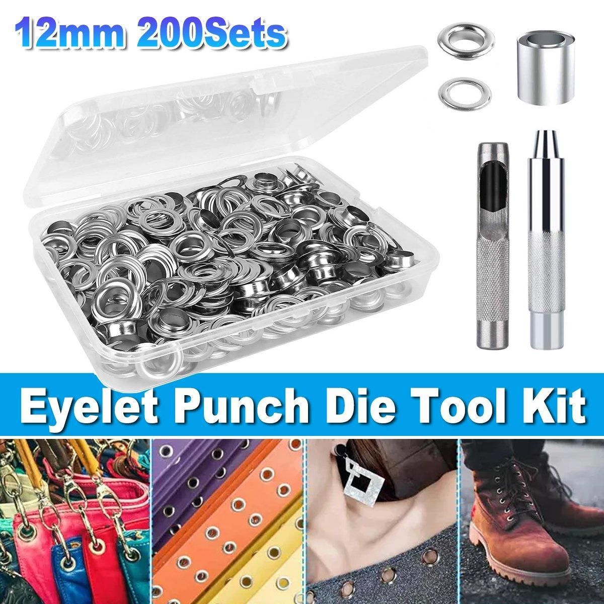 Premium 200 Set 12mm Copper Eyelet Grommet Kit with Tools