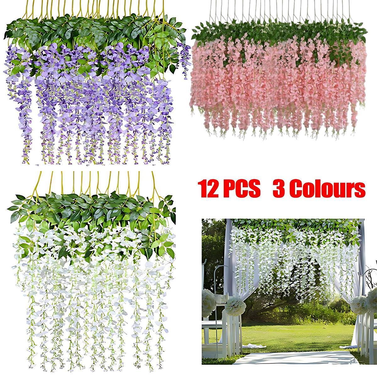 Premium Artificial Wisteria Garland Vines – Purple 12 Pack