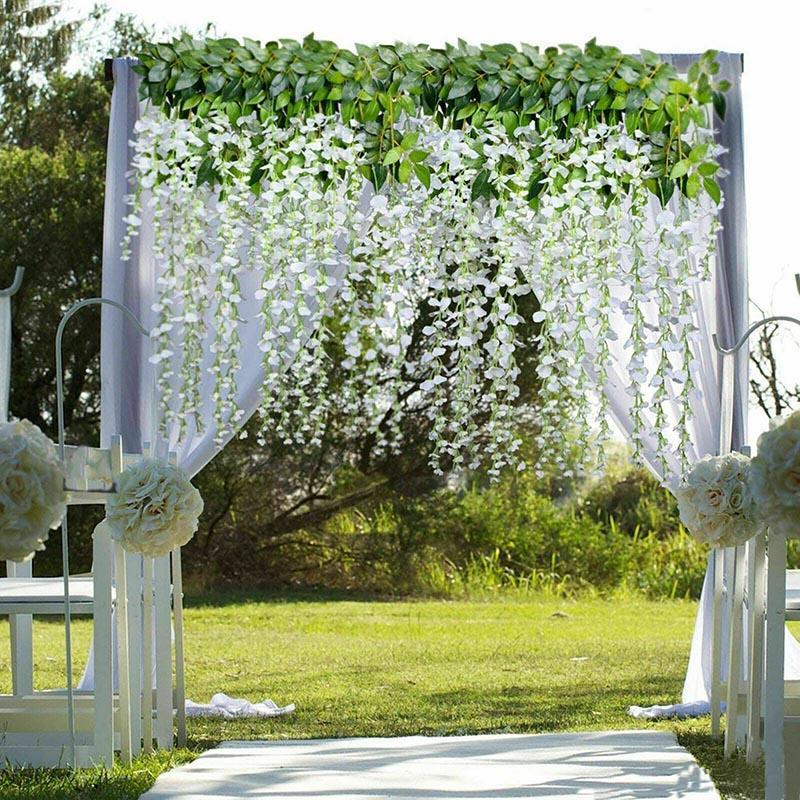 Premium Artificial Wisteria Garland Vines – Purple 12 Pack