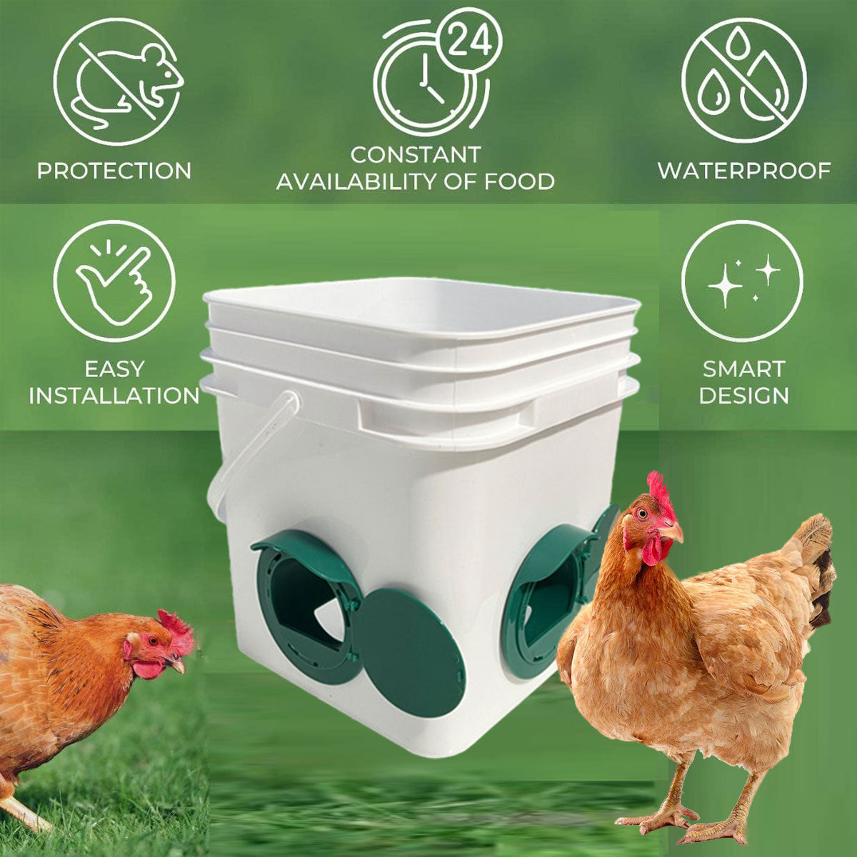 Premium Automatic Chicken Feeder Ports with Hole Saw - 5 Piece