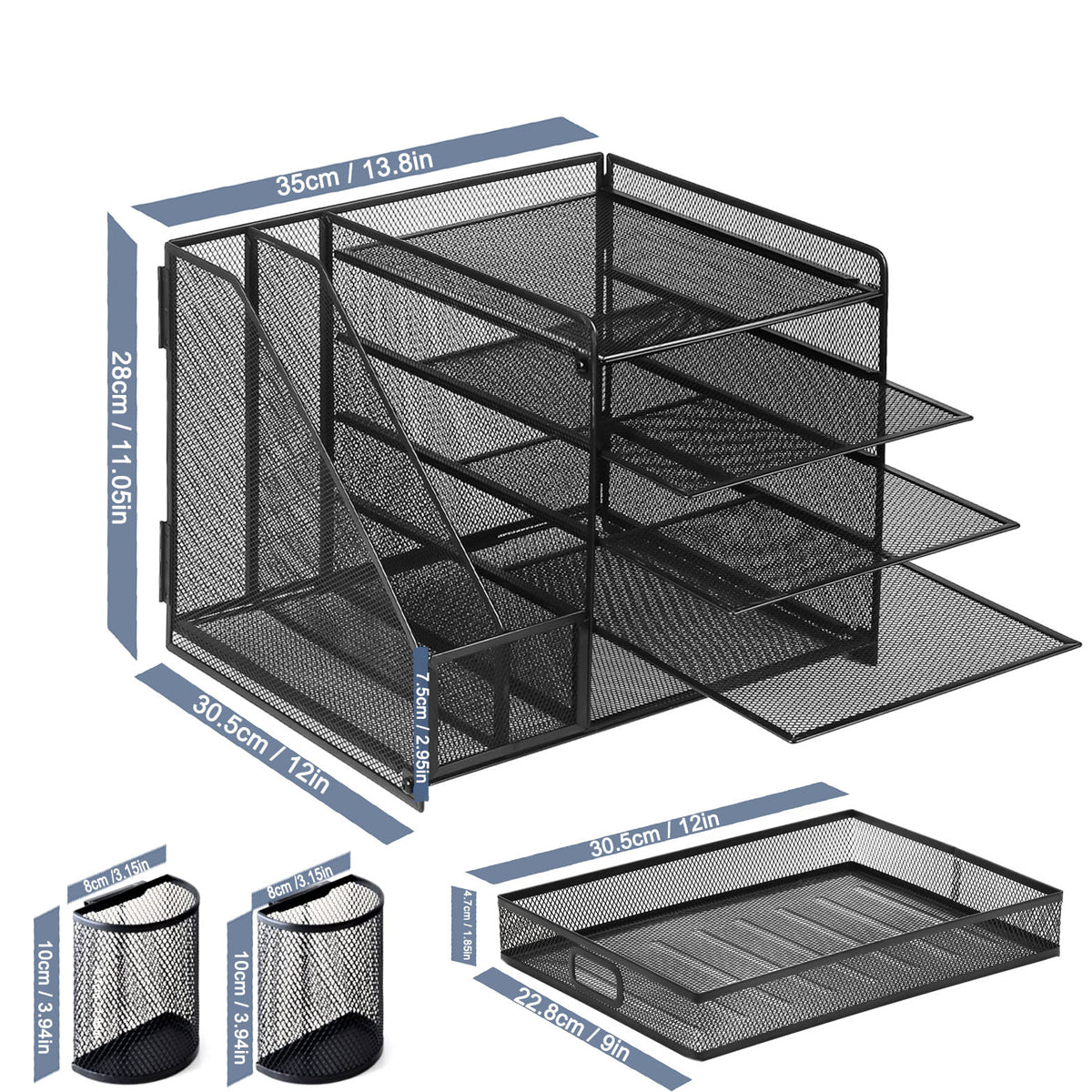 Multi-Tier Desktop Organizer for Files and Documents - Black - SuperSaverAU - view 3