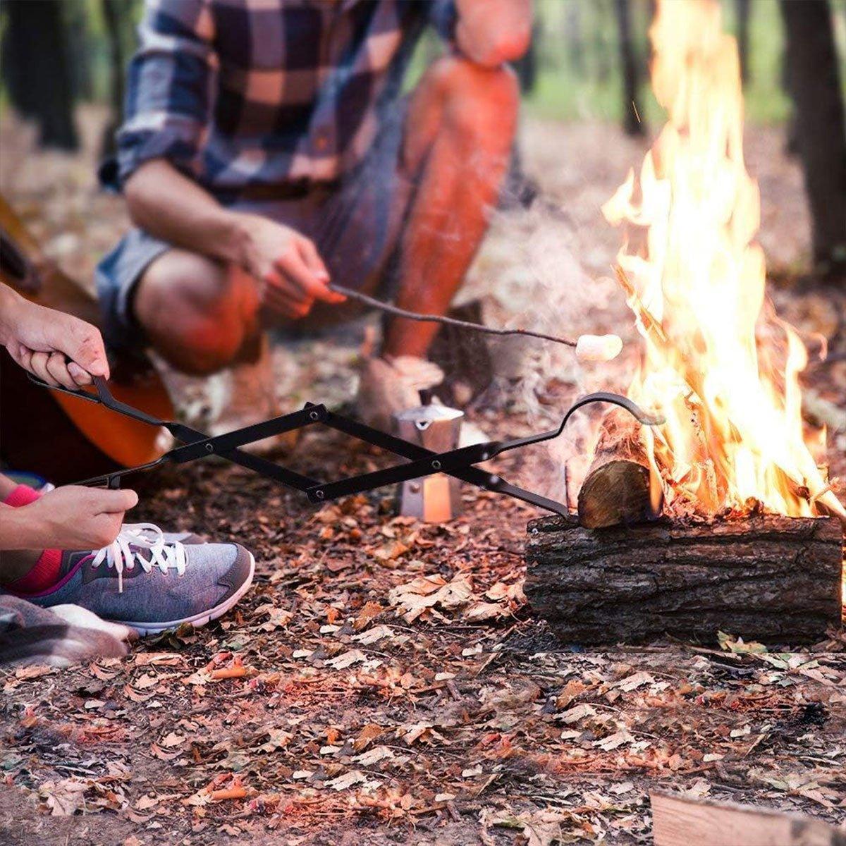 Folding Fireplace Tongs 66 cm - Durable Heat-Resistant Steel for Indoor/Outdoor Use - SuperSaverAU - view 2