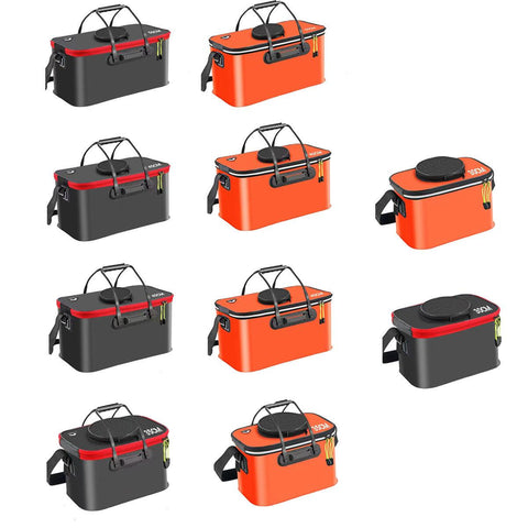 Portable Folding EVA Fishing Bucket Multi Use Live Fish Container with Strap - Orange-45cm - SuperSaverAU - view 1