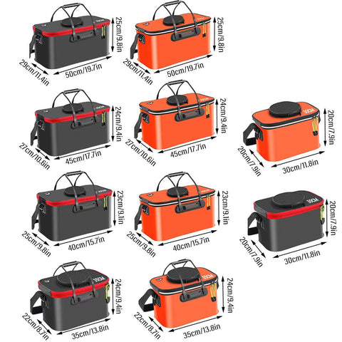 Portable Folding EVA Fishing Bucket Multi Use Live Fish Container with Strap - Orange-50cm - SuperSaverAU - view 1