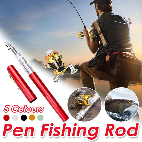 Mini Pen Fishing Rod Pocket Size Portable Telescopic Travel Fishing Pole Tool - Silver - SuperSaverAU - view 1