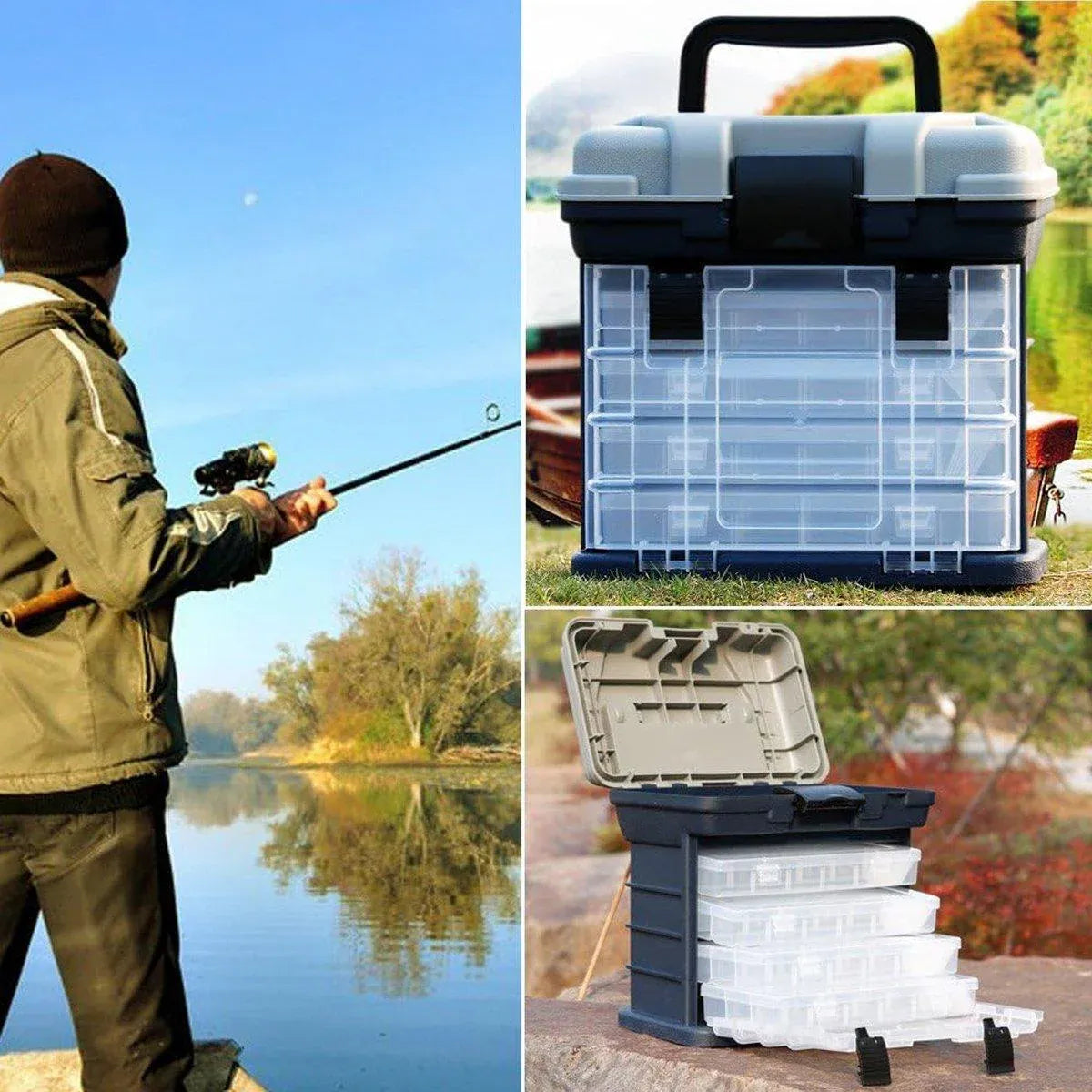 Premium Heavy Duty Fishing Tackle Box with 4 Removable Trays