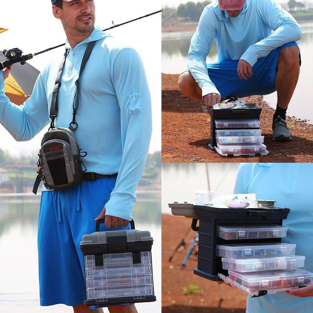 Premium Heavy Duty Fishing Tackle Box with 4 Removable Trays