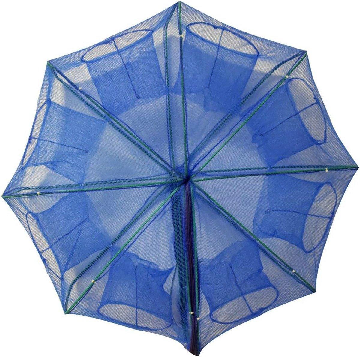 Premium Foldable Fishing Net Trap - Blue, 8 Holes