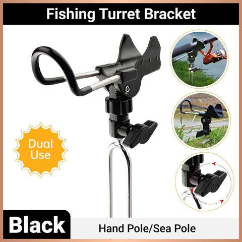 Premium Ground Insert Fishing Rod Holder Bracket - Black
