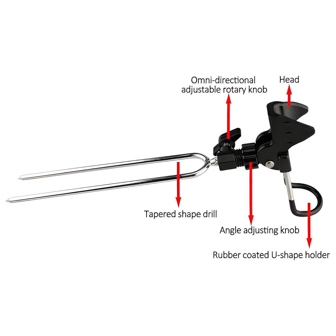 Premium Ground Insert Fishing Rod Holder Bracket - Black