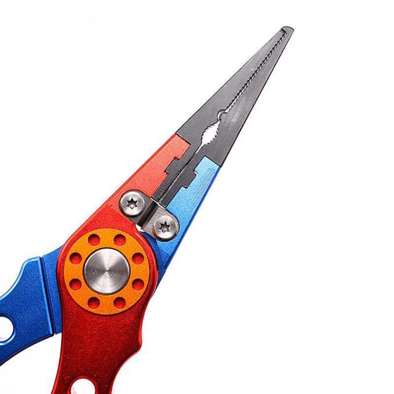 Aluminium Fishing Pliers Hook Remover Line Cutter Braid Mono Split Ring Fish Grip - Red+Silver - SuperSaverAU - view 3