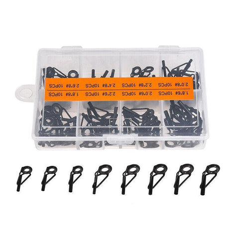 80 Fishing Rod Guide Set Tackle Tips Repair Kits Ring 8 Size Stainless Steel Box - SuperSaverAU - view 1