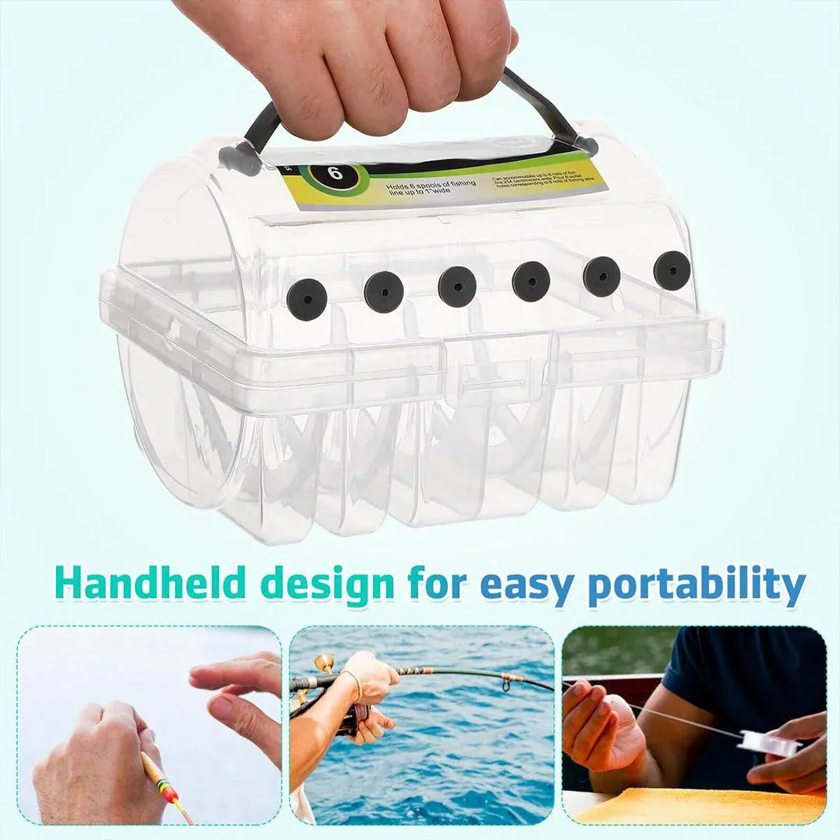 Premium Fishing Line Organiser Storage Box - 6 Spool