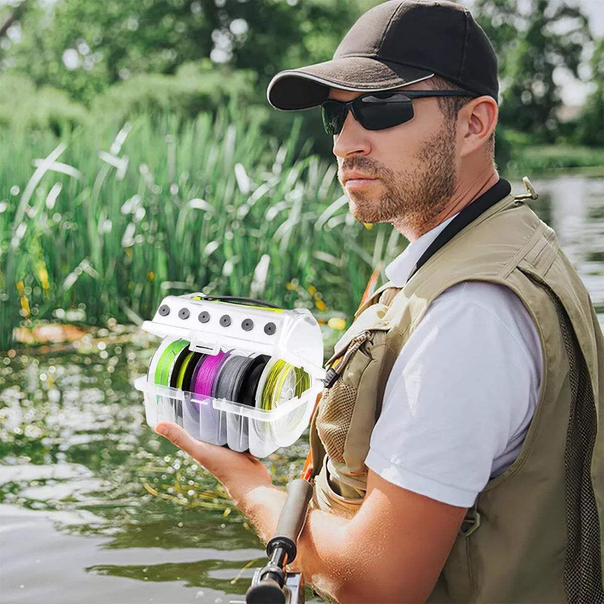 Premium Fishing Line Organiser Storage Box - 6 Spool