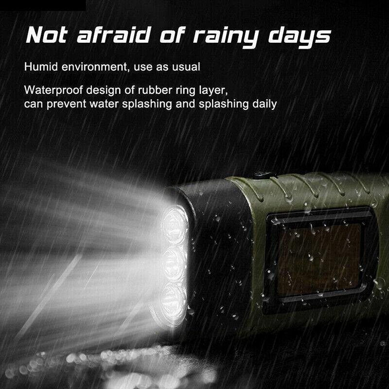 Premium Hand Crank Solar LED Emergency Flashlight – Black