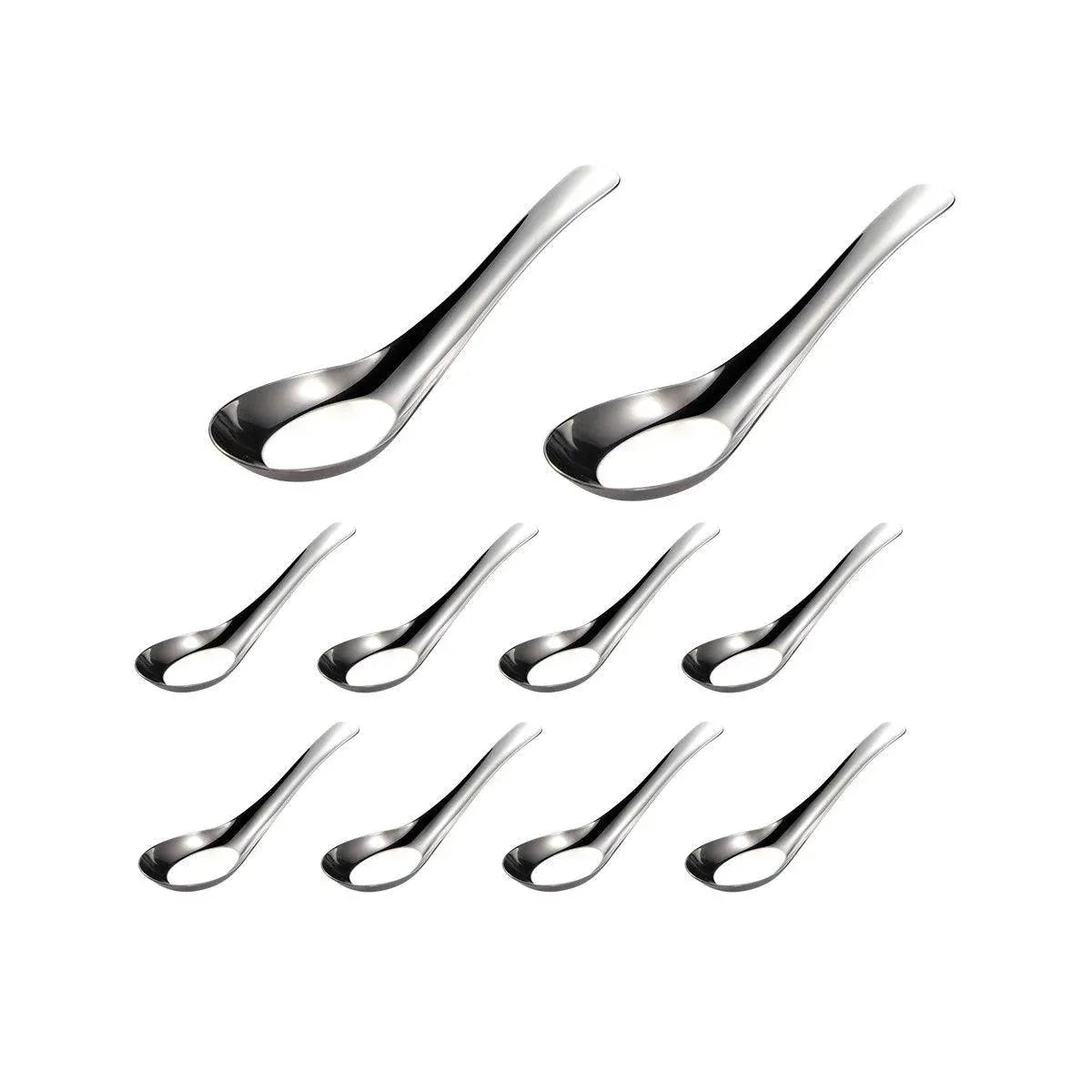Premium SUS304 Stainless Steel Flat Bottom Soup Spoons – 10 Pack