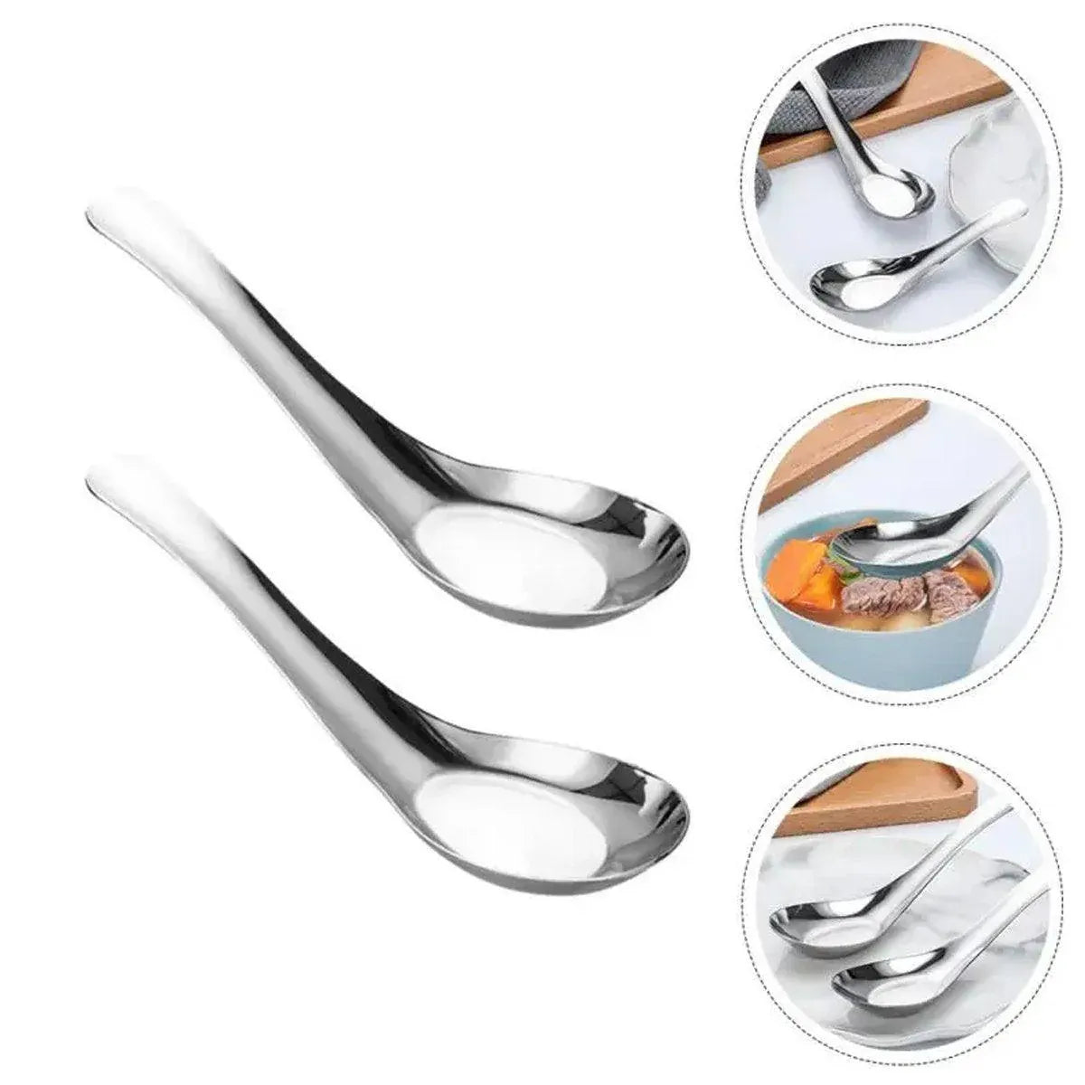 Premium SUS304 Stainless Steel Flat Bottom Soup Spoons – 10 Pack
