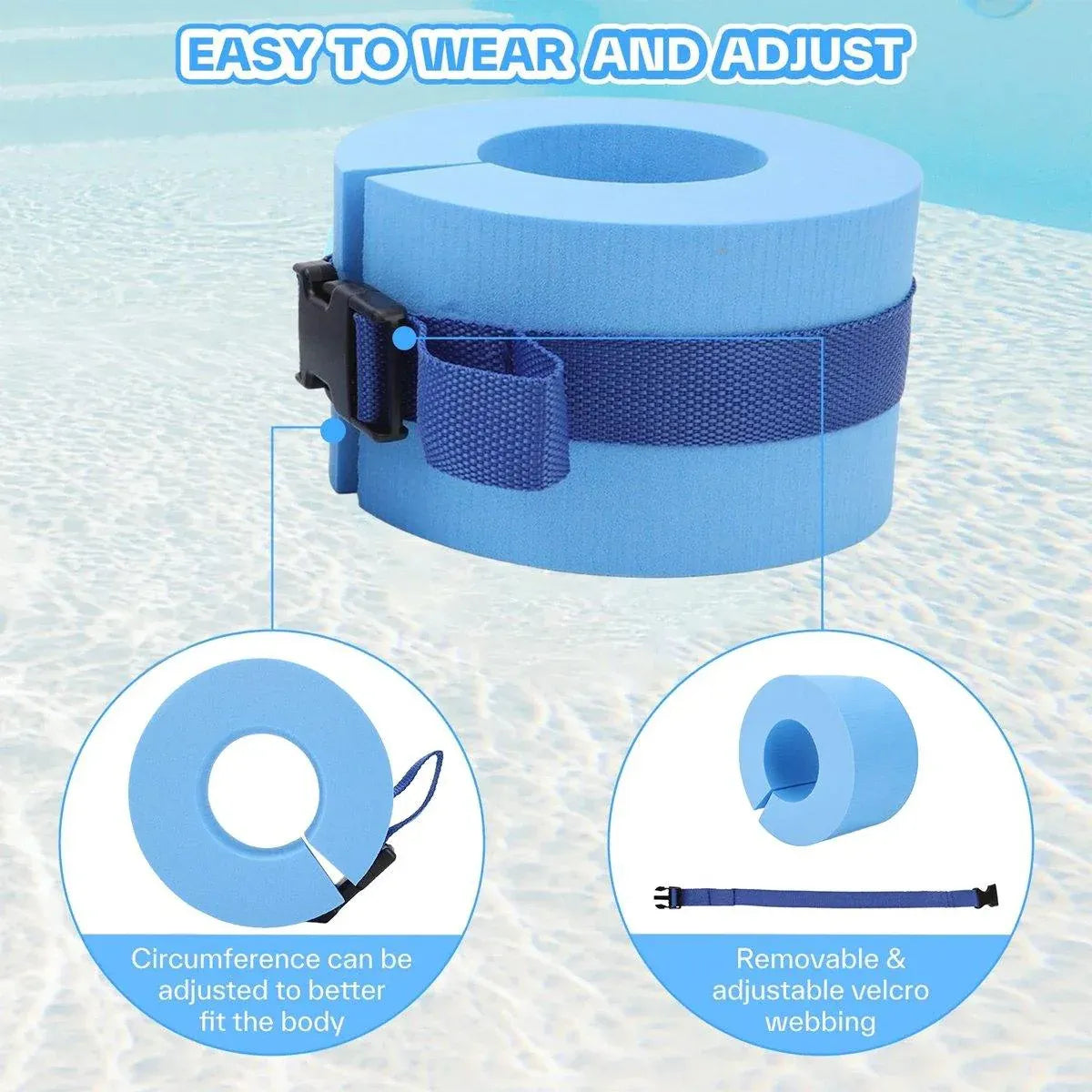 Premium EVA Swimming Buoyancy Float Rings – Blue 2 Pack