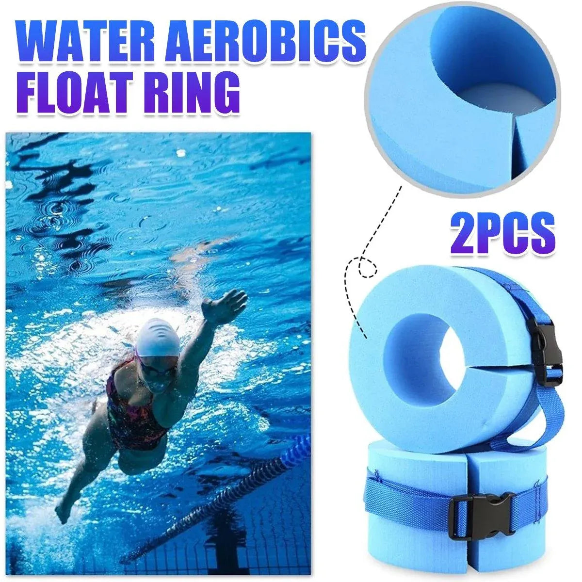 Premium EVA Swimming Buoyancy Float Rings – Blue 2 Pack