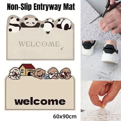 Cartoon Non Slip Household Silk Circle Floor Mat Durable Entryway Rug Can Be Cut - Dog - SuperSaverAU - view 1