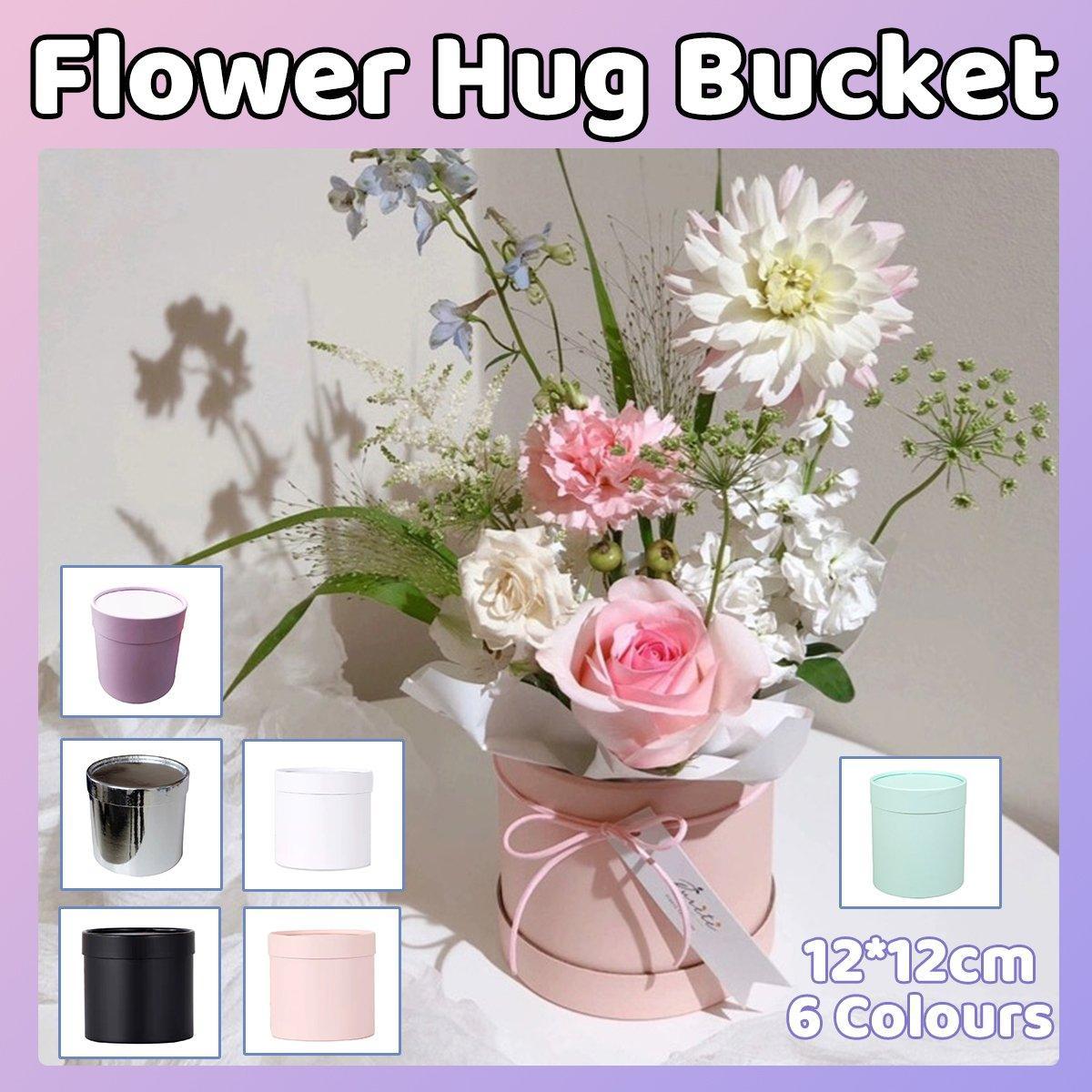 Premium 10 Pack Purple Round Hug Bucket Flower Arrangement Boxes 12x12cm