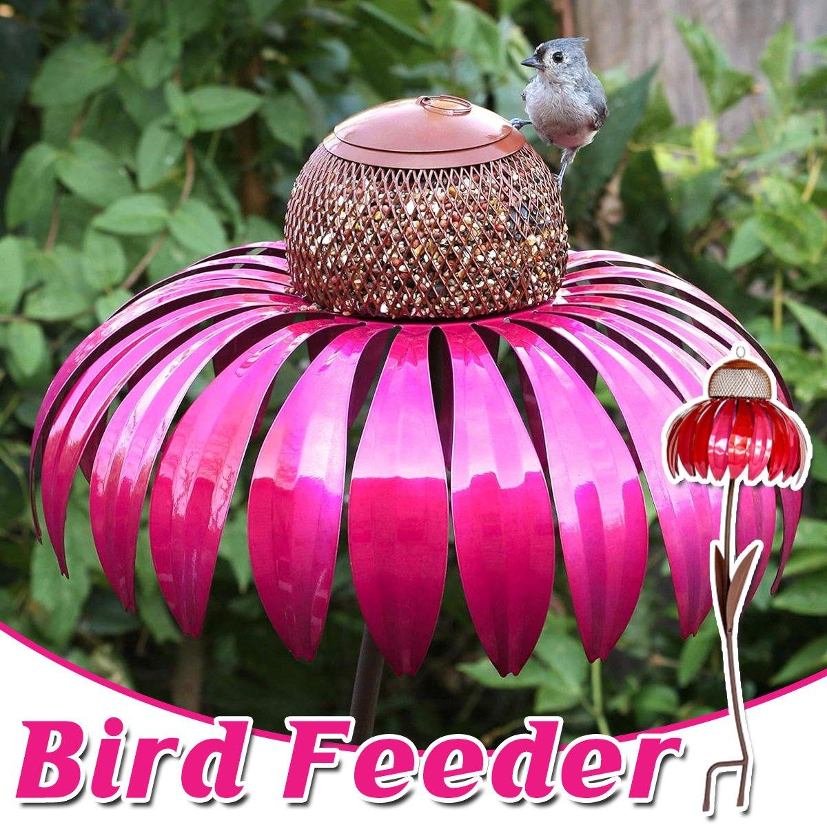 Premium Decorative Metal Flower Bird Feeder for Garden Hanging - 71.1cm