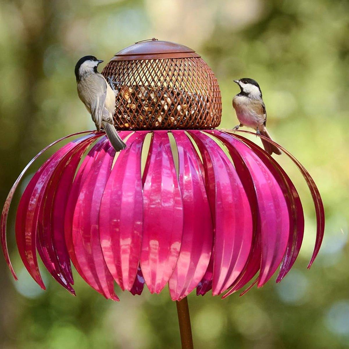Premium Decorative Metal Flower Bird Feeder for Garden Hanging - 71.1cm