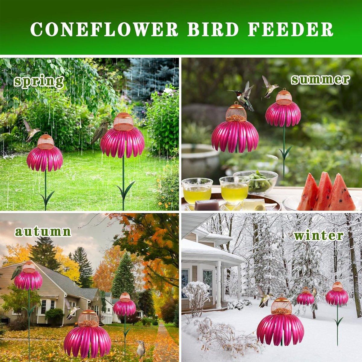 Premium Decorative Metal Flower Bird Feeder for Garden Hanging - 71.1cm