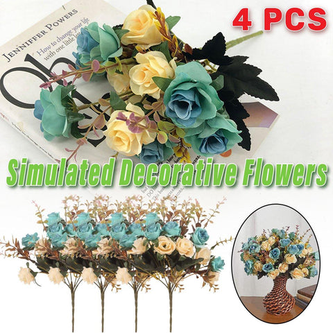 4pcs Artificial Flowers 13" Multicolour Floral Arrangement for Home Decor - SuperSaverAU - view 1