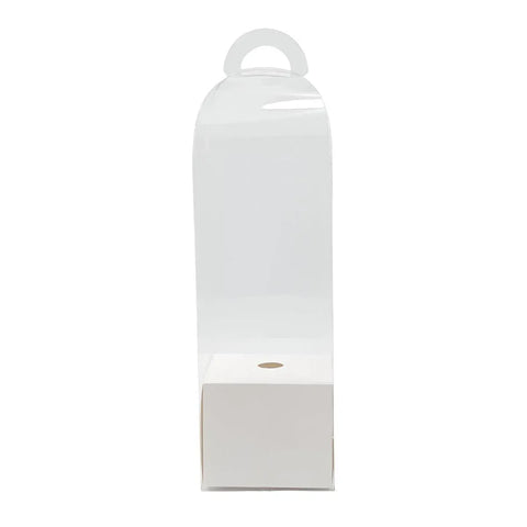 Premium 10 Pack White Transparent PVC Flower Bouquet Gift Boxes 8x8x25cm