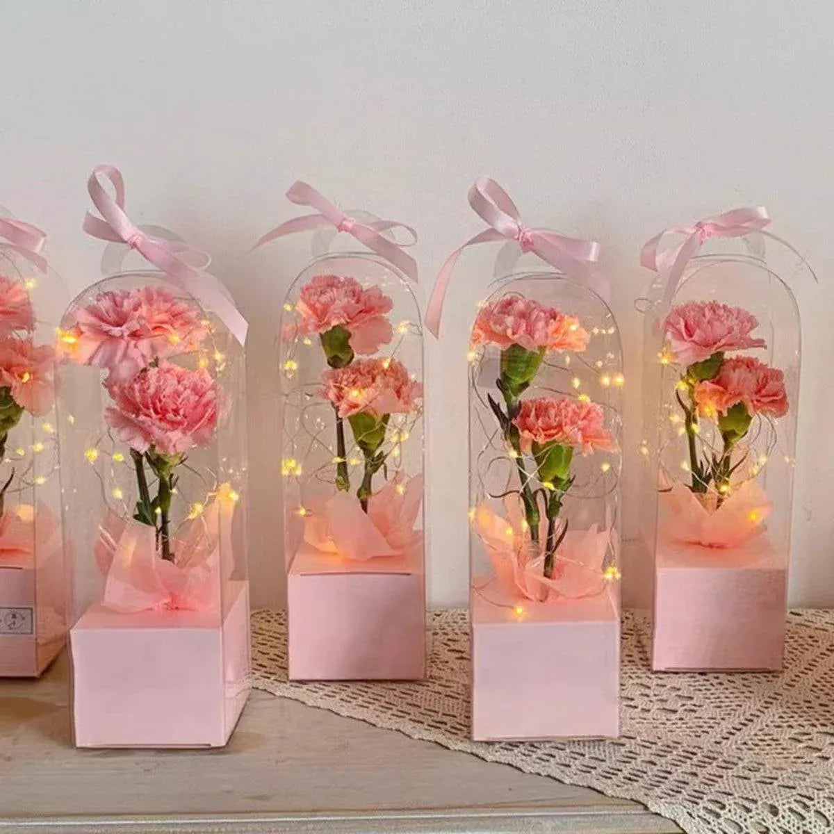 Premium 10 Pack White Transparent PVC Flower Bouquet Gift Boxes 8x8x25cm