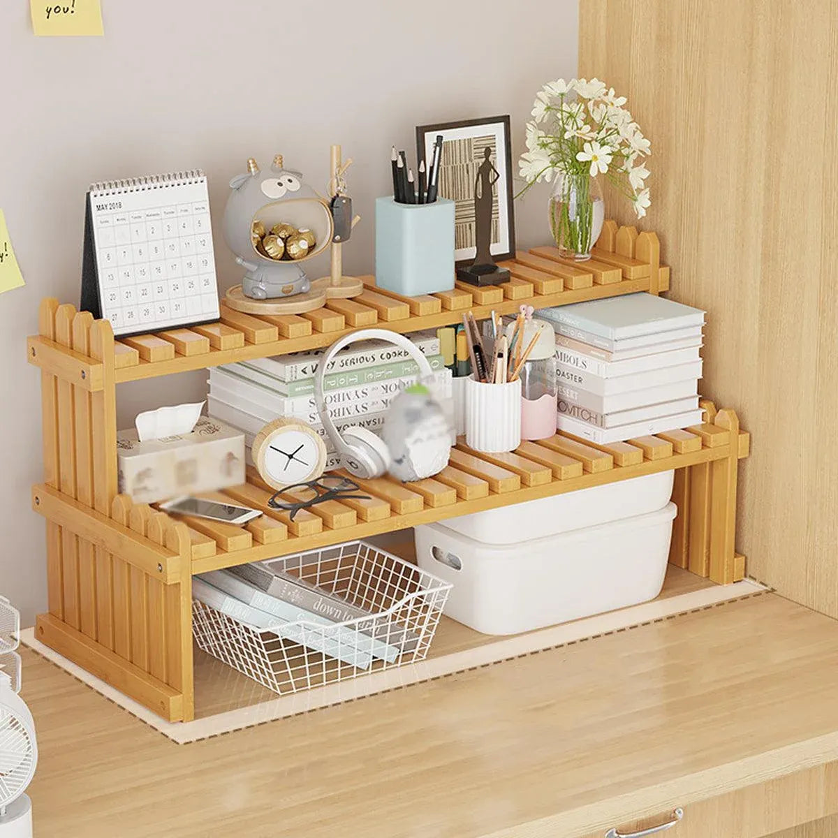 Premium 2-Tier Bamboo Plant Stand – Natural Bamboo