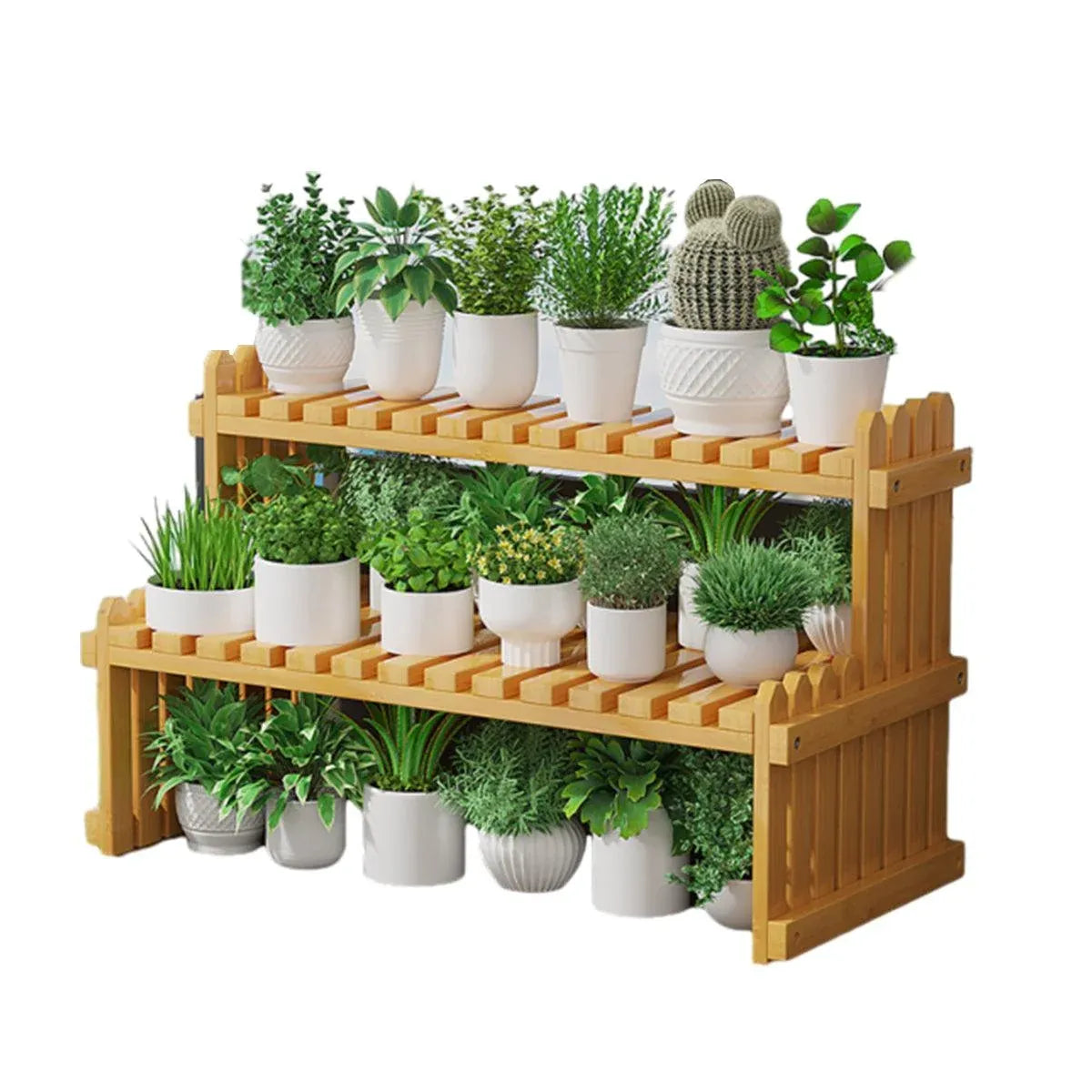 Premium 2-Tier Bamboo Plant Stand – Natural Bamboo