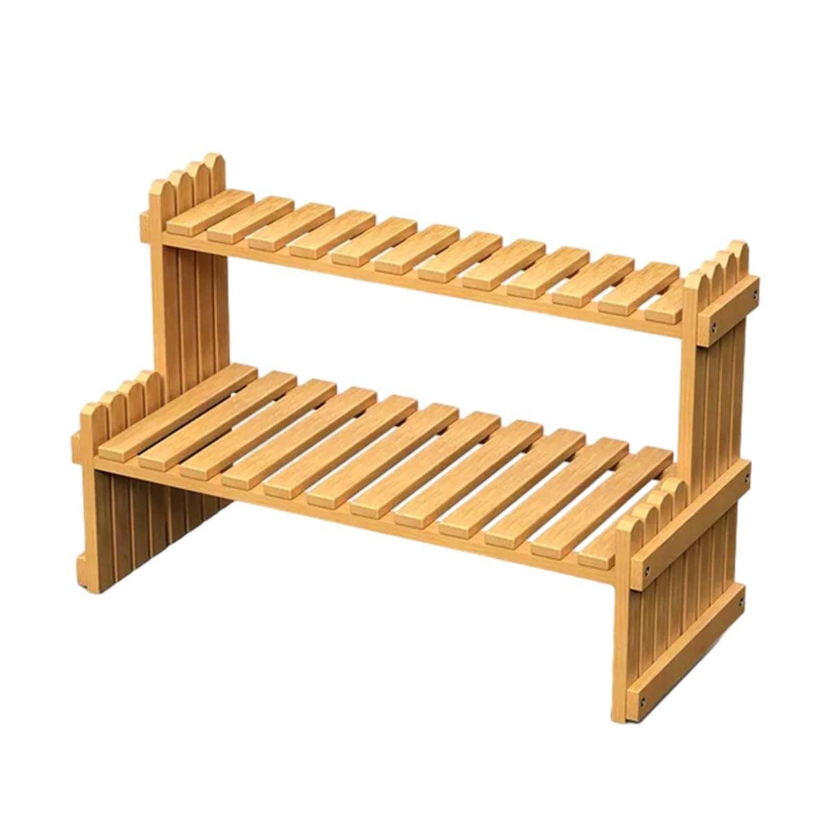 Premium 2-Tier Bamboo Plant Stand – Natural Bamboo